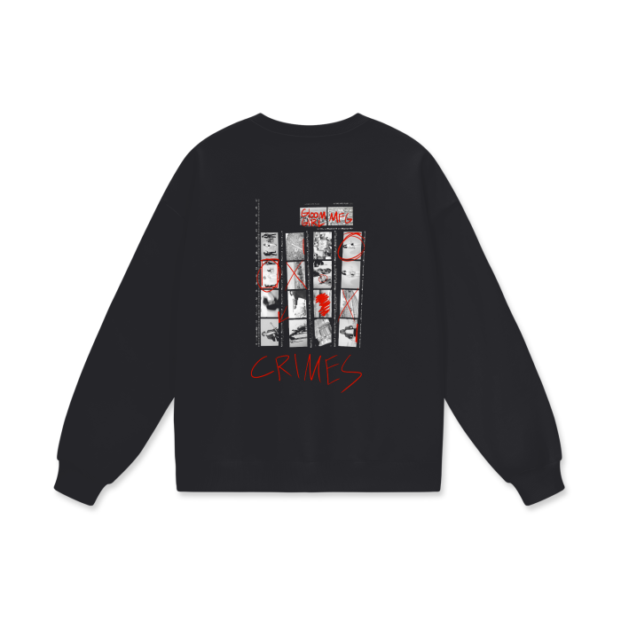 Who Done It? Crimes Crew Neck Drop Shoulder Oversized Sweatshirt