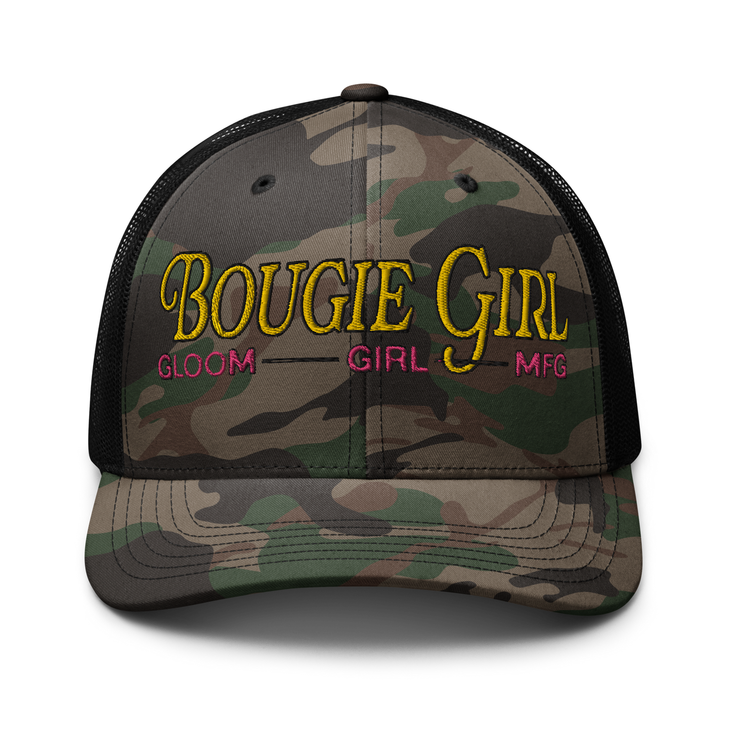 BOUGIE GIRL in DISGUISE Camouflage trucker hat