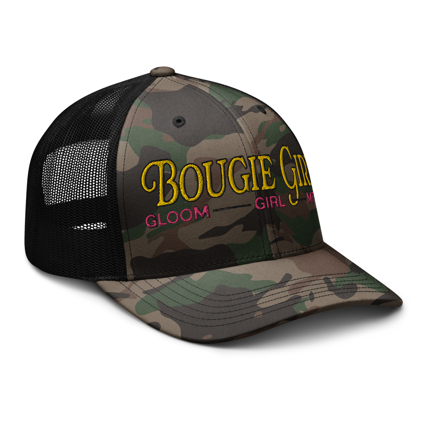 BOUGIE GIRL in DISGUISE Camouflage trucker hat