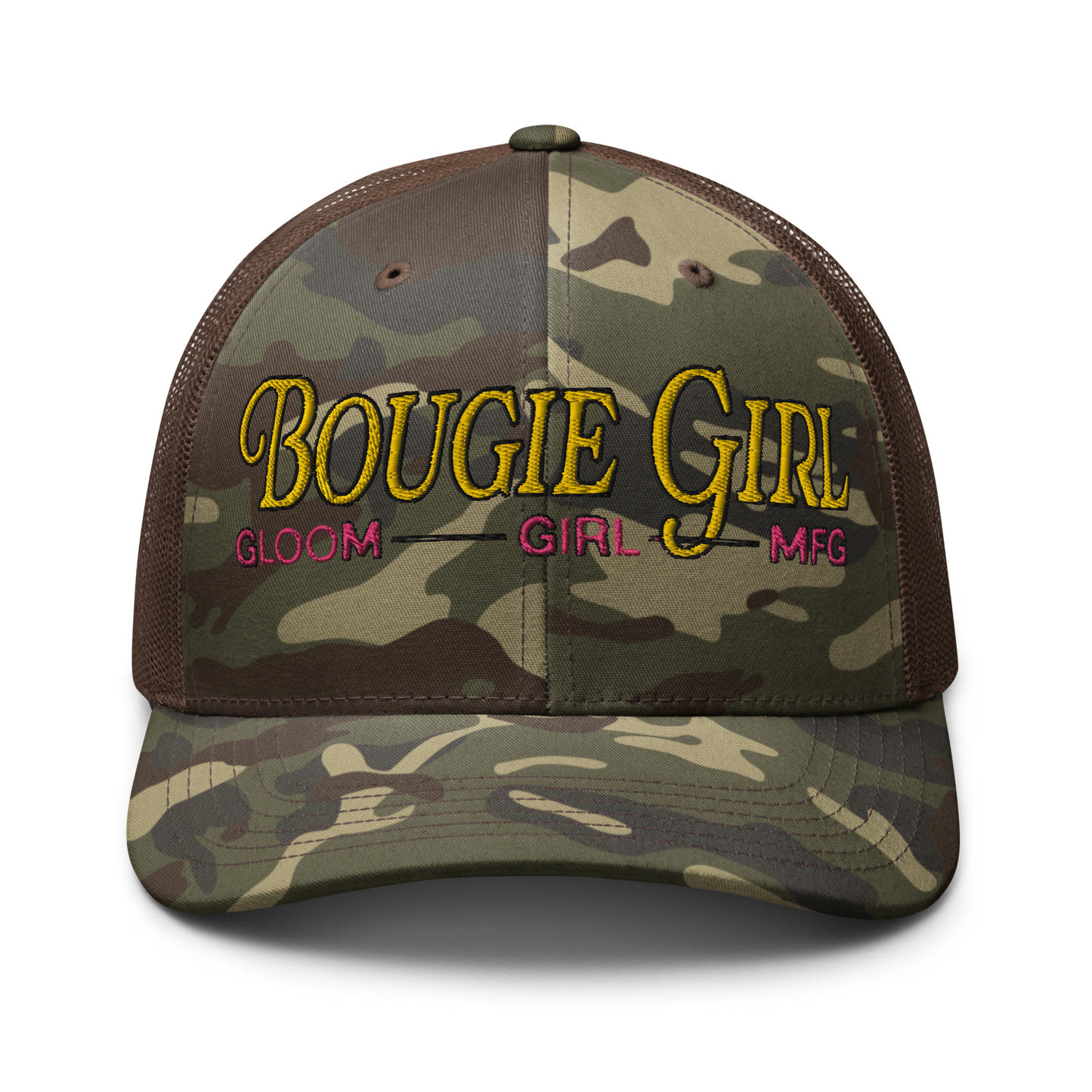 BOUGIE GIRL in DISGUISE Camouflage trucker hat