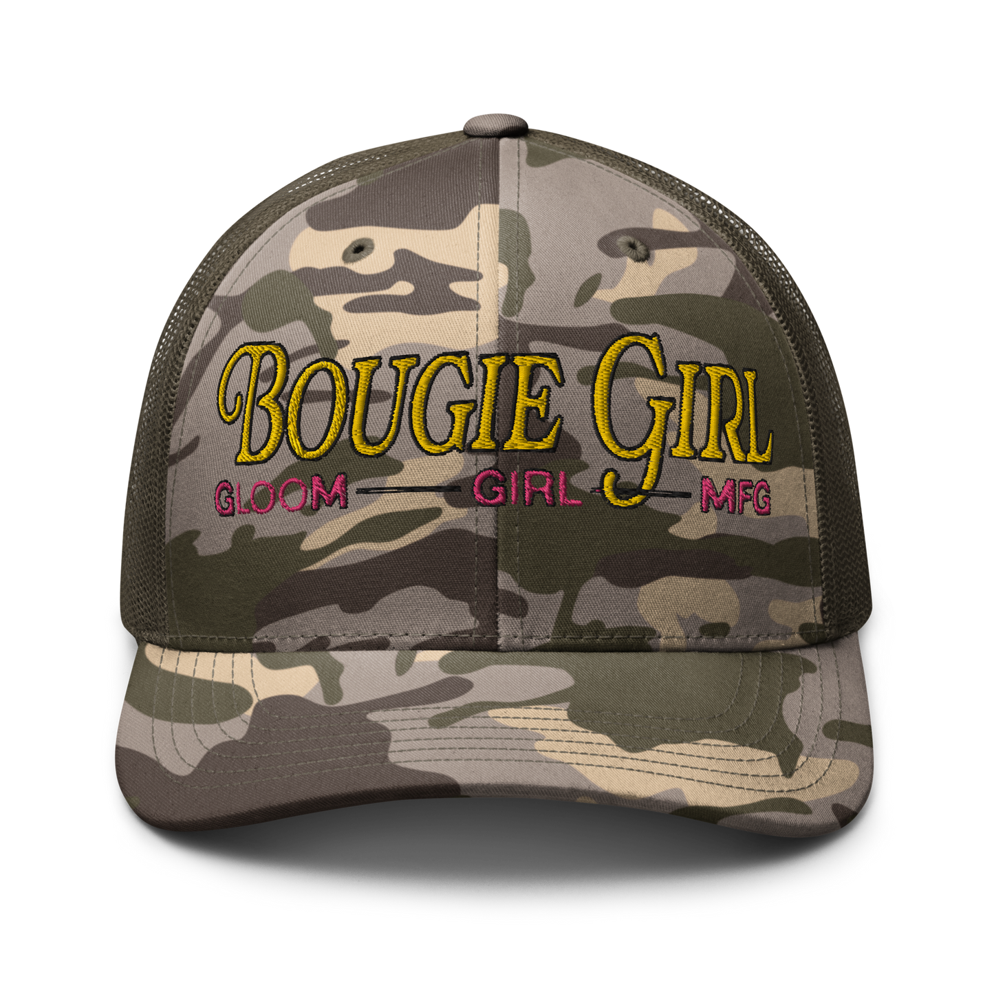 BOUGIE GIRL in DISGUISE Camouflage trucker hat