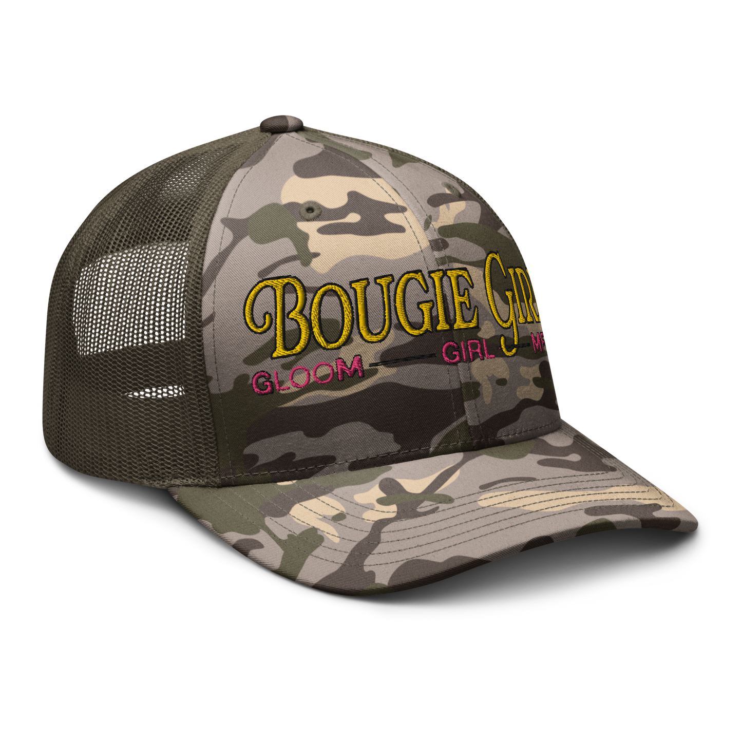 BOUGIE GIRL in DISGUISE Camouflage trucker hat